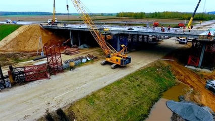 Crane working on bridge